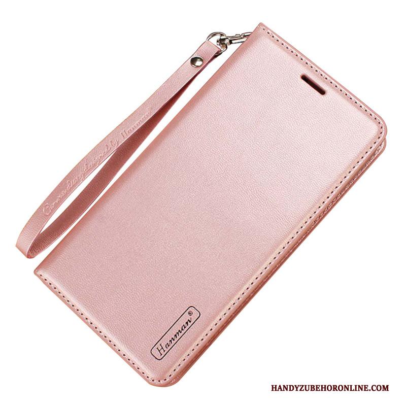 Huawei P40 Bescherming Leren Etui Hoes Anti-fall Hoesje Telefoon Folio Roze