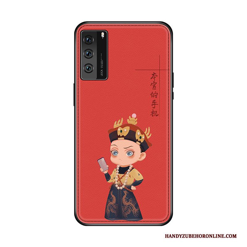 Huawei P40 High End Mooie Chinese Stijl Vintage Wind Hoesje Telefoon Rood