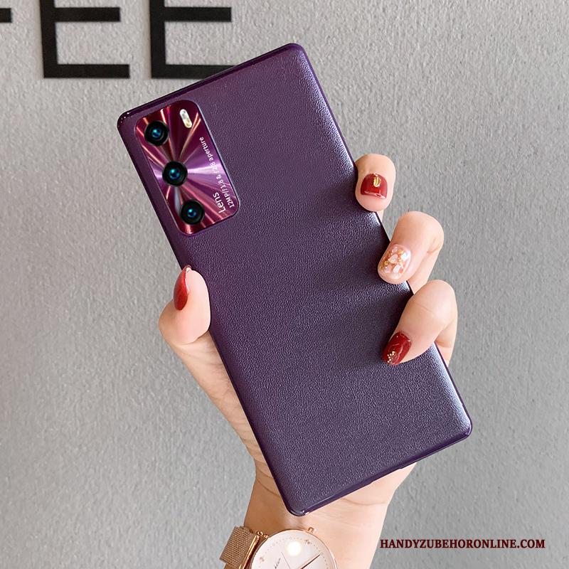 Huawei P40 Hoesje Nieuw Purper Bescherming Dun Hard Leer Anti-fall