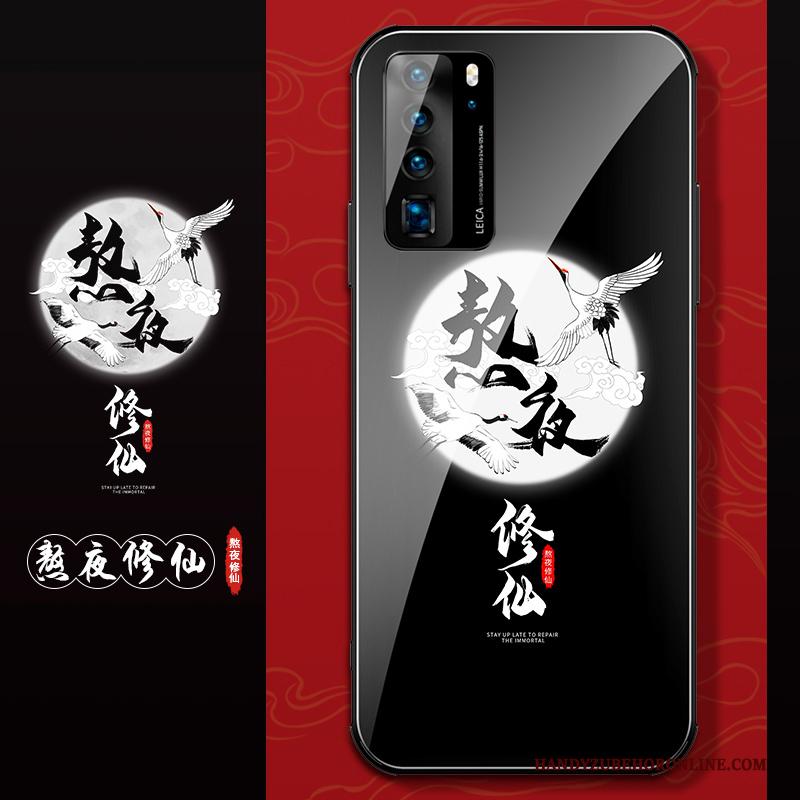Huawei P40 Hoesje Zwart Trendy Merk Dun Persoonlijk Net Red Siliconen