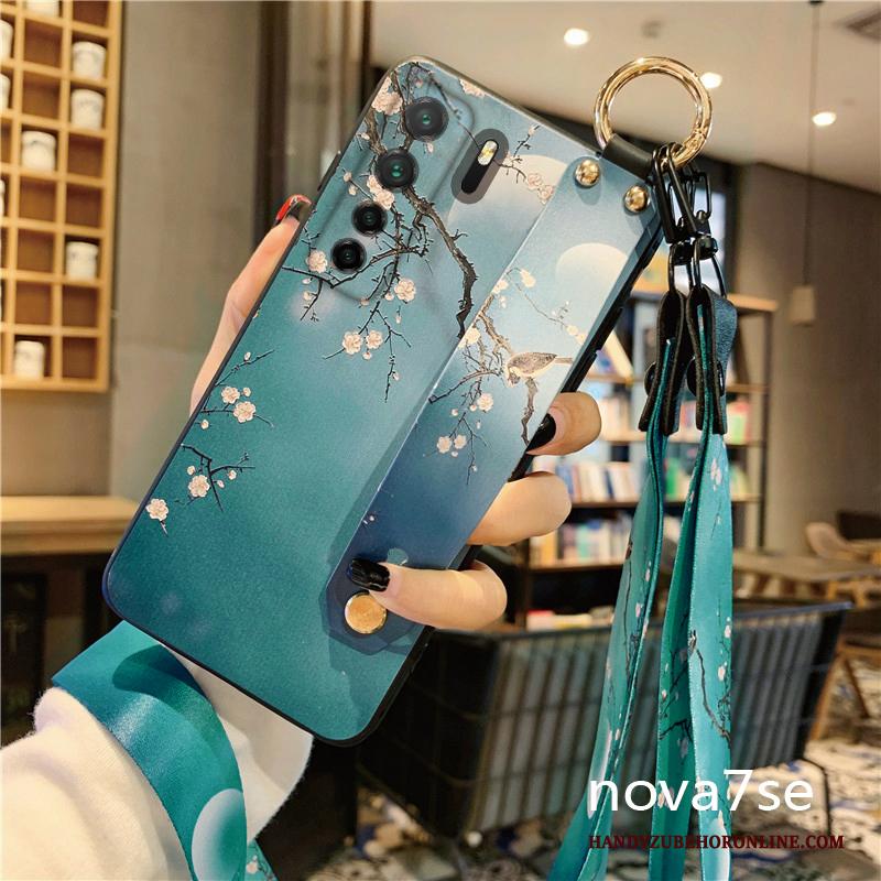 Huawei P40 Lite 5g Hoesje Chinese Stijl Groen Hanger Wind Bescherming Zacht