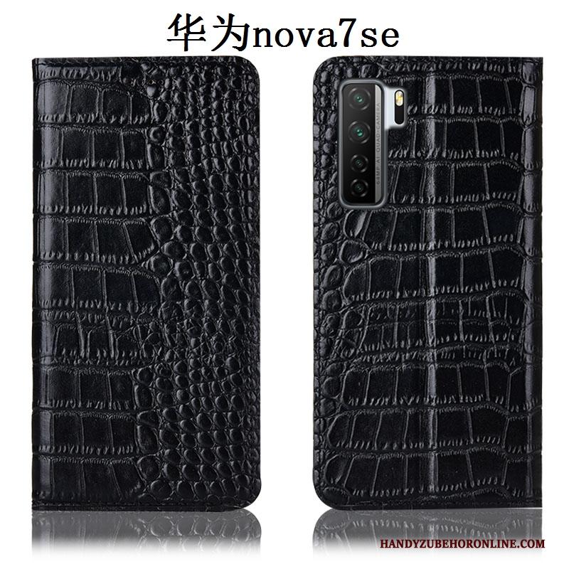Huawei P40 Lite 5g Zwart Hoesje Telefoon Folio All Inclusive Anti-fall Krokodil Bescherming