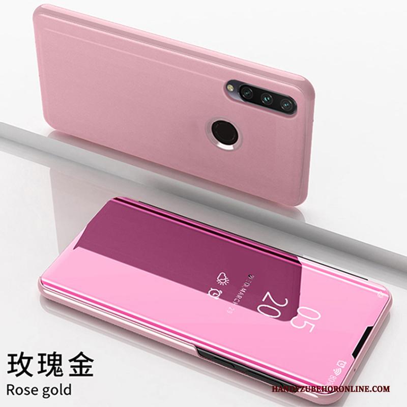 Huawei P40 Lite E Anti-fall Hoesje Spiegel Doorzichtig Telefoon Mode Leren Etui
