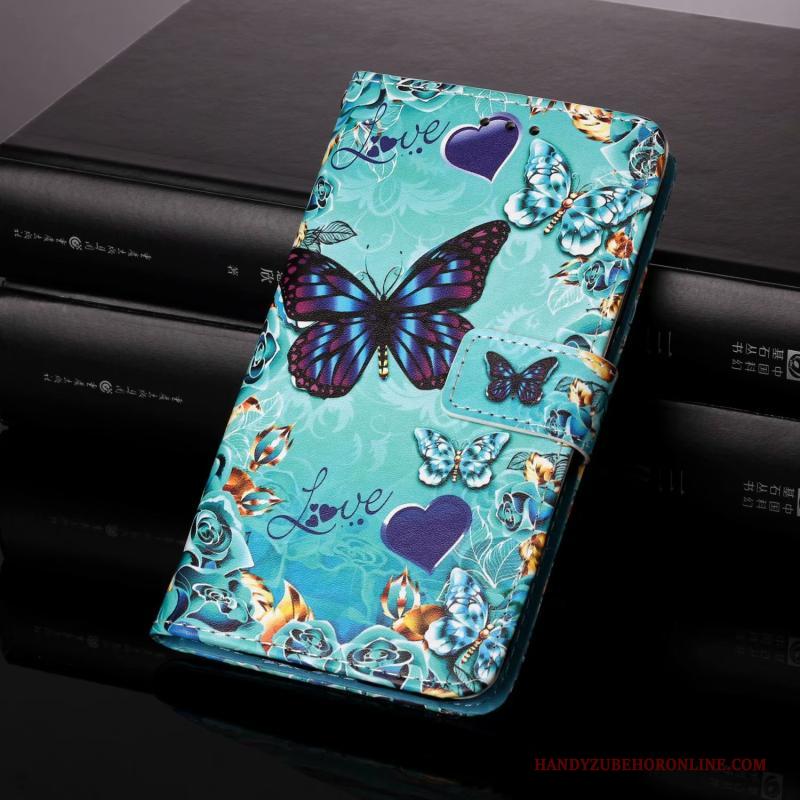 Huawei P40 Lite E Hoesje Blauw Leren Etui Hoes Bescherming Trend Clamshell Geschilderd