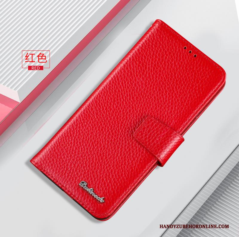 Huawei P40 Lite Kaart Bescherming Folio Echt Leer Rood Nieuw Hoesje