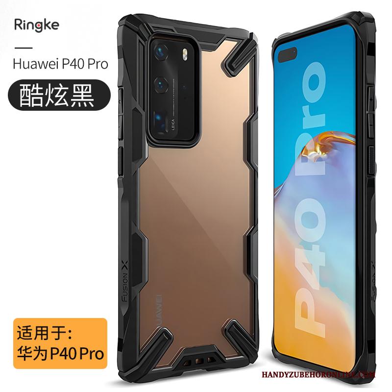 Huawei P40 Pro High End Scheppend Zwart Hoesje Telefoon Anti-fall Doorzichtig Bescherming