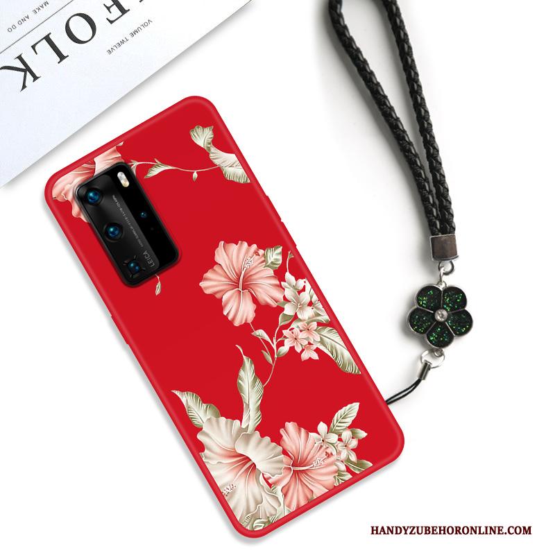 Huawei P40 Pro Hoesje Zacht Classic Vintage Klassiek Anti-fall Bloemen Net Red