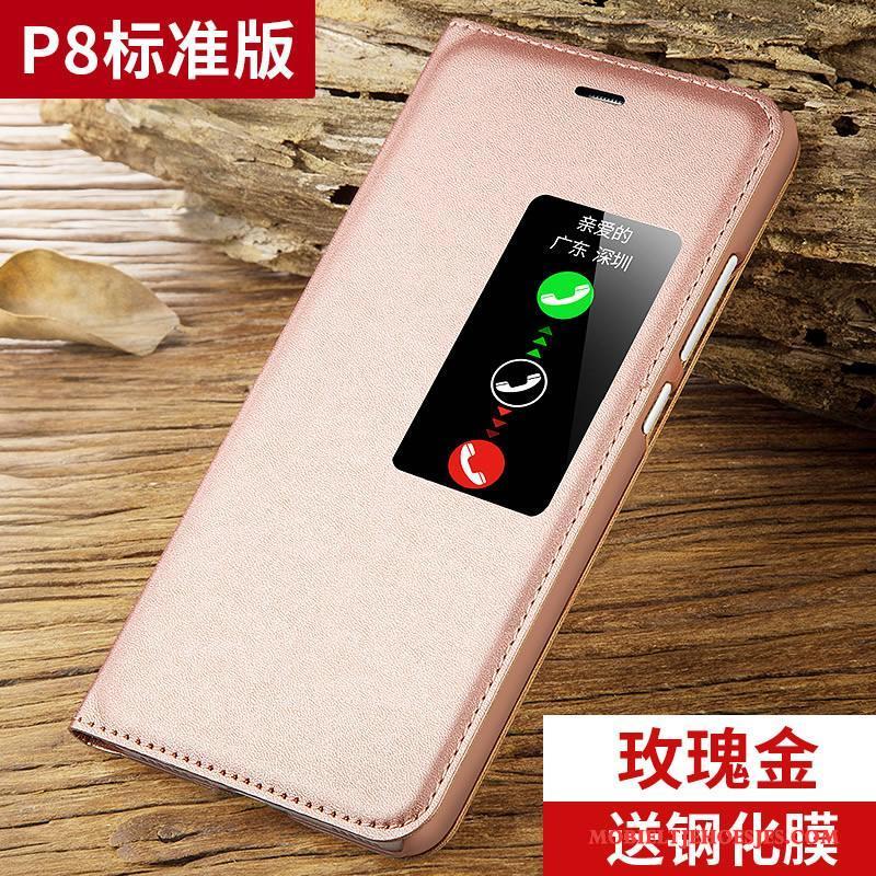 Huawei P8 All Inclusive Hoesje Telefoon Leren Etui Clamshell Anti-fall Hoge Roze