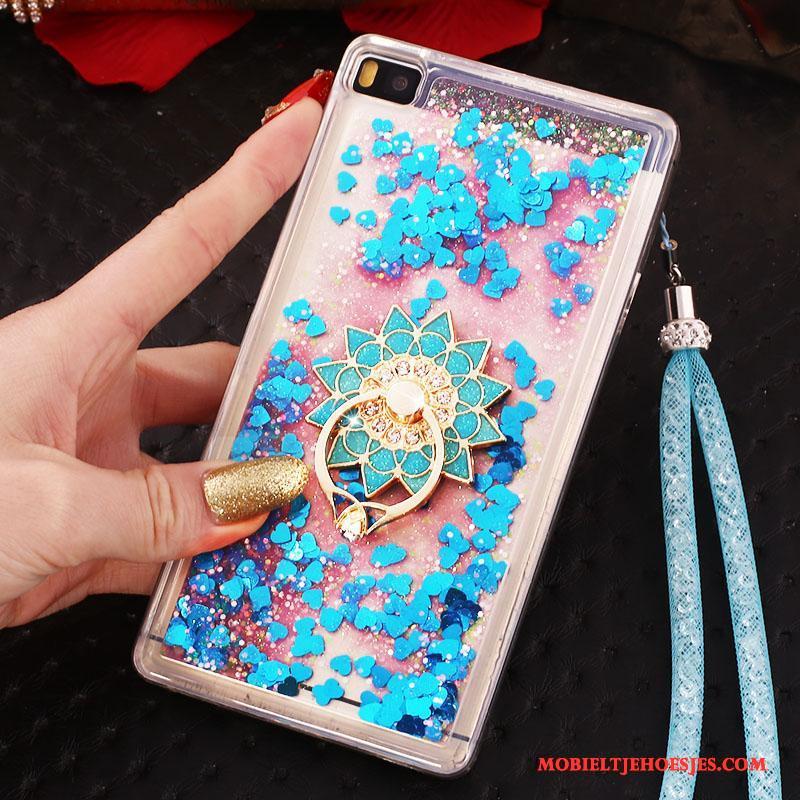 Huawei P8 Hoes Hoge Blauw Met Strass Hoesje Telefoon Bescherming Ring