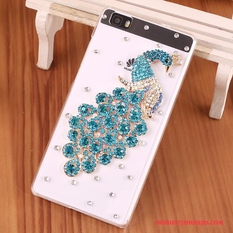 Huawei P8 Lite Hoes Jeugd Blauw Spotprent Bescherming Hoesje Met Strass