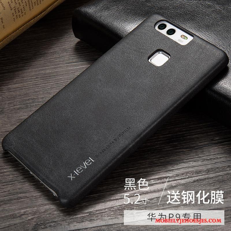 Huawei P9 Hoesje Telefoon Dun Nieuw Zwart Bescherming Leren Etui Anti-fall