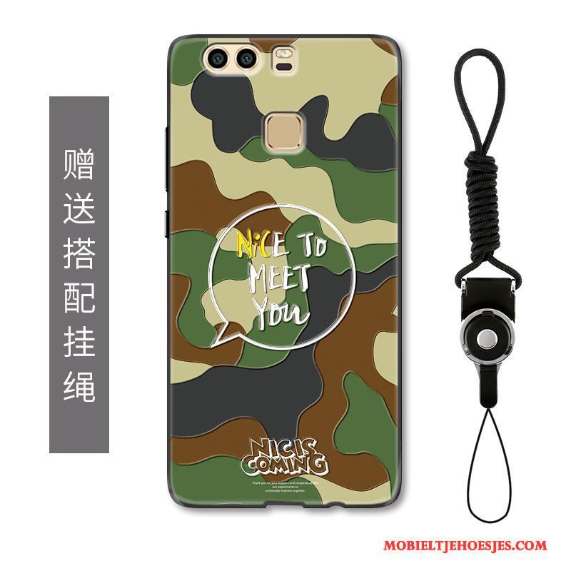 Huawei P9 Persoonlijk Hoes Bescherming Camouflage Hanger Hoesje Telefoon Reliëf