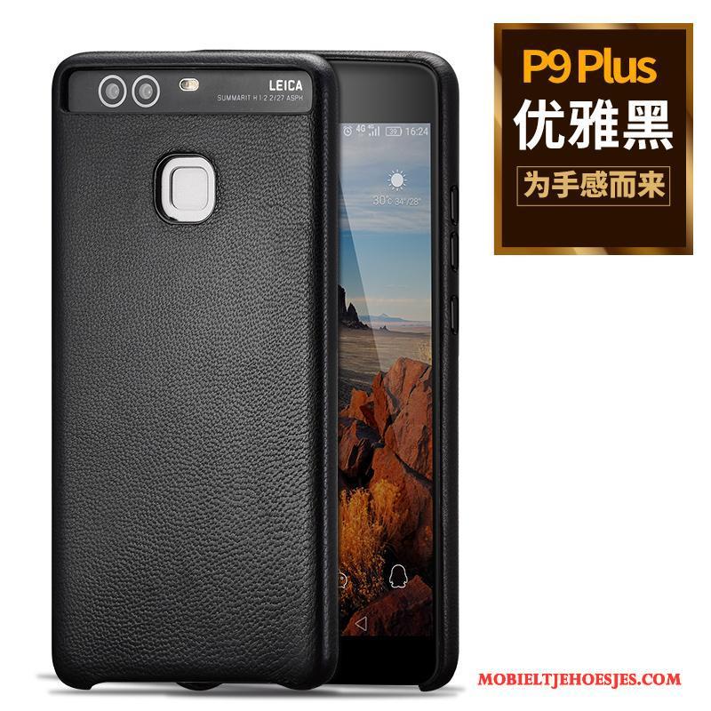 Huawei P9 Plus Echt Leer Hoesje Telefoon Bescherming Mobiele Telefoon Schapenleer Hoge Kwaliteit Zwart