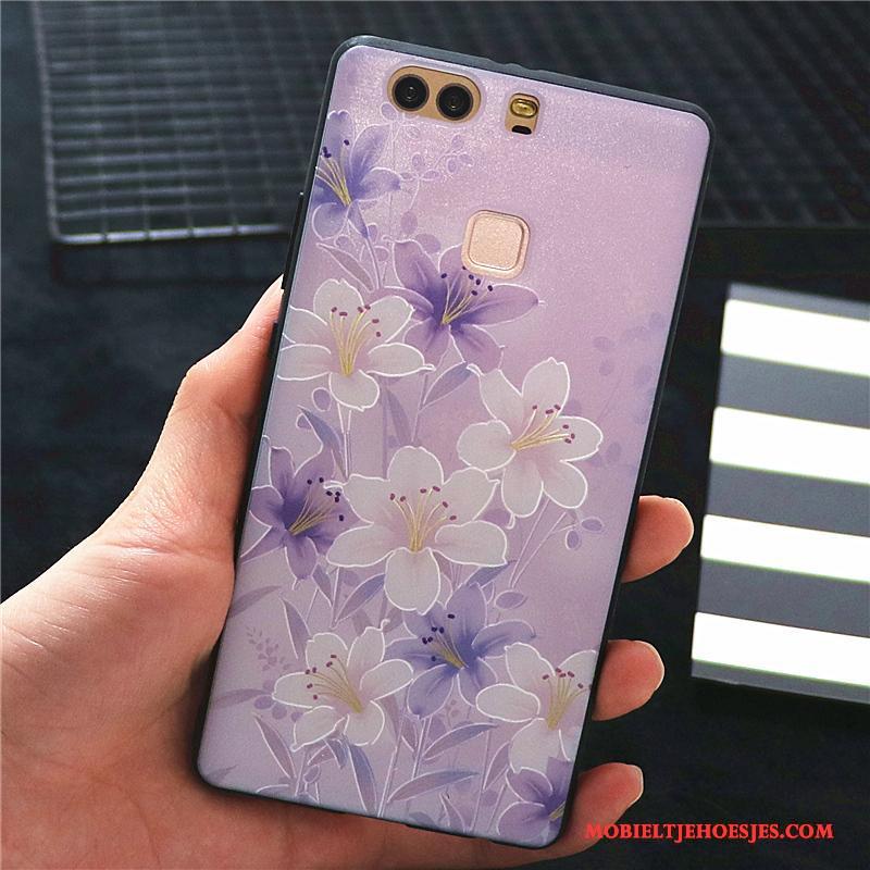 Huawei P9 Plus Hoesje Schrobben Hoes All Inclusive Reliëf Chinese Stijl Persoonlijk Purper