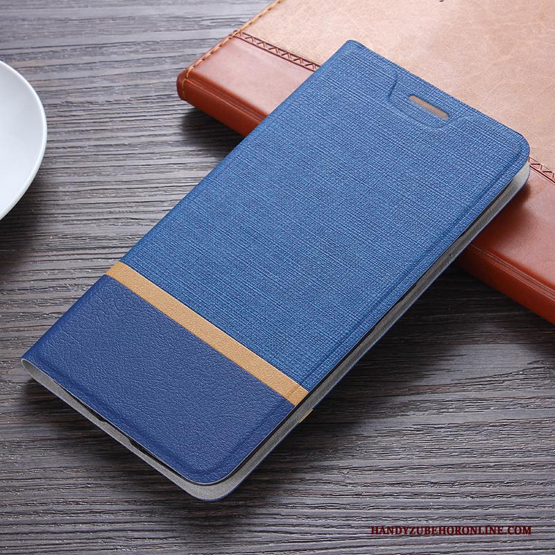 Huawei Y6 2018 Hoes Hoesje Telefoon Leren Etui Mobiele Telefoon Blauw Bescherming