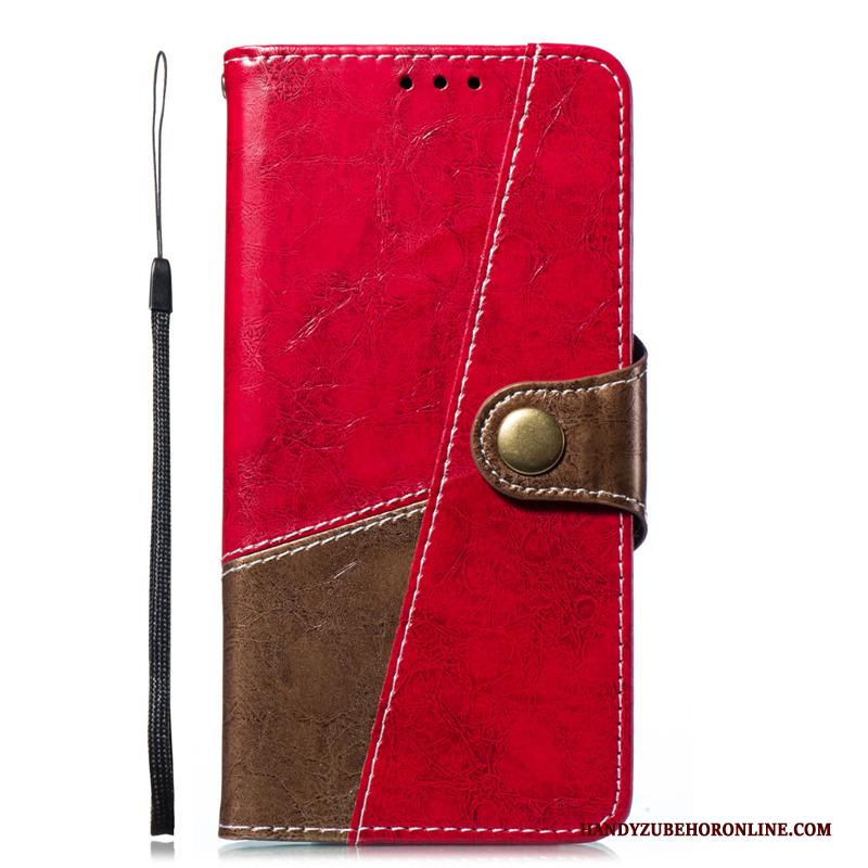 Huawei Y6 2018 Leren Etui Folio Rood Hoes Hoesje Telefoon Trend Bescherming