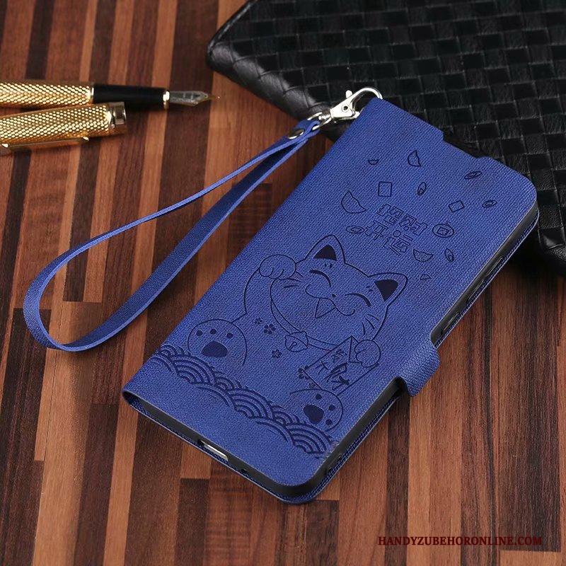 Huawei Y6 2019 Hoesje All Inclusive Bescherming Mooie Blauw Persoonlijk Leren Etui Vintage