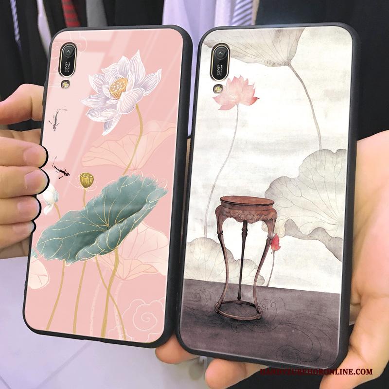 Huawei Y6 2019 Hoesje Siliconen Chinese Stijl Anti-fall Persoonlijk Bescherming Spiegel Hoes