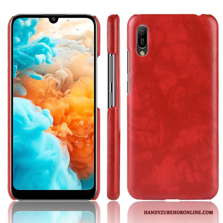 Huawei Y6 2019 Soort Aziatische Vrucht Hard Leer Hoes Rood Hoesje Telefoon Patroon
