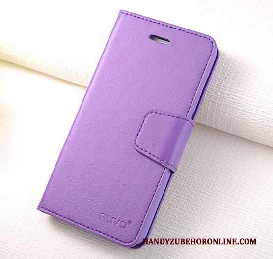 Huawei Y7 2018 Hoesje Bescherming Clamshell Trend Leren Etui Hoes Zacht Purper