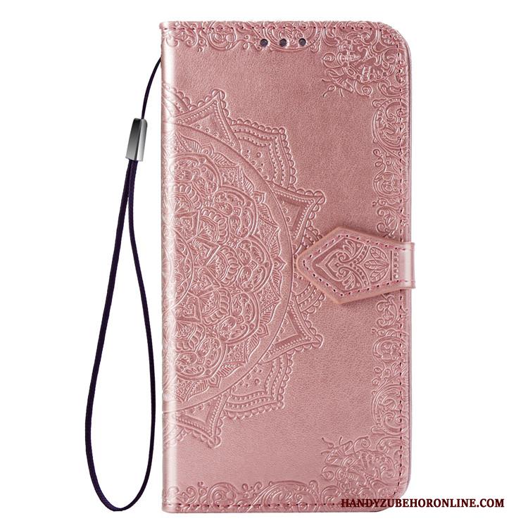 Huawei Y7 2019 All Inclusive Anti-fall Bescherming Hoesje Rose Goud Telefoon Leren Etui