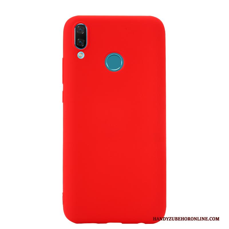 Huawei Y7 2019 Effen Kleur Bescherming Hoesje Telefoon Zacht Anti-fall Siliconen Rood