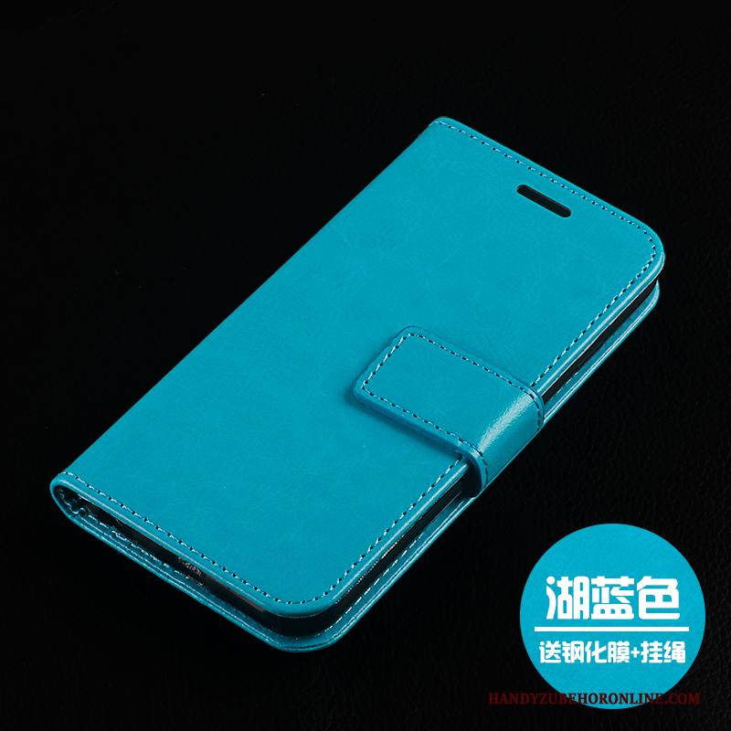 Huawei Y7 2019 Portemonnee Hoes Hoesje Telefoon Leren Etui Folio Zacht Blauw