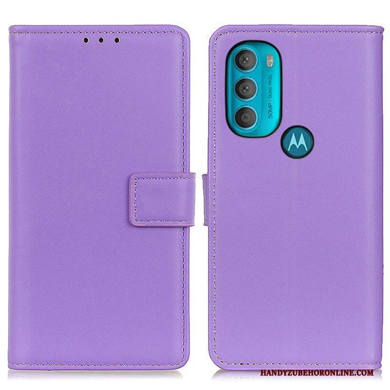 Leren Hoesje voor Moto G71 5G Effen Kunstleer