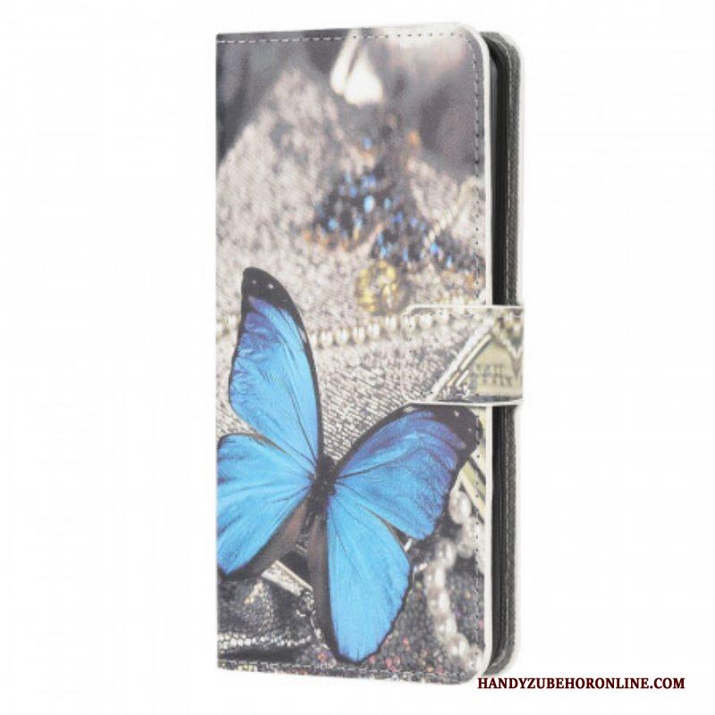 Leren Hoesje voor Samsung Galaxy M53 5G Blauwe Vlinder