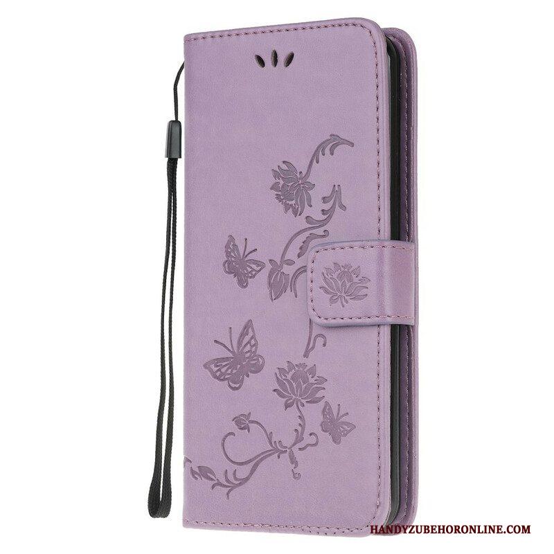 Leren Hoesje voor Samsung Galaxy S20 Plus / S20 Plus 5G Met Ketting Discretie Vlinders Met Riem