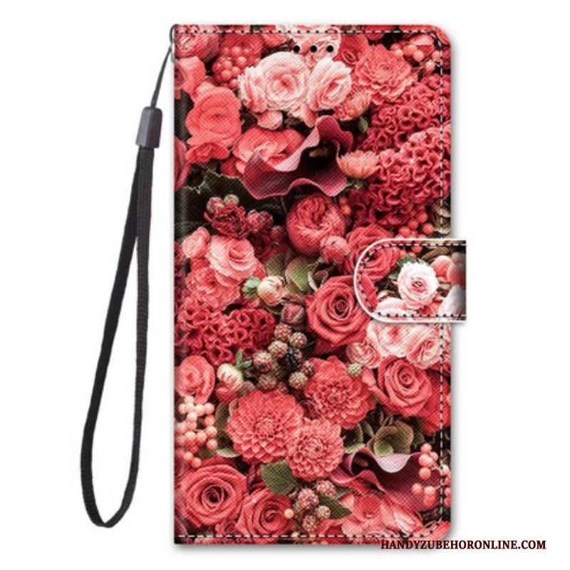 Leren Hoesje voor Samsung Galaxy S21 5G Bloemen Romantiek
