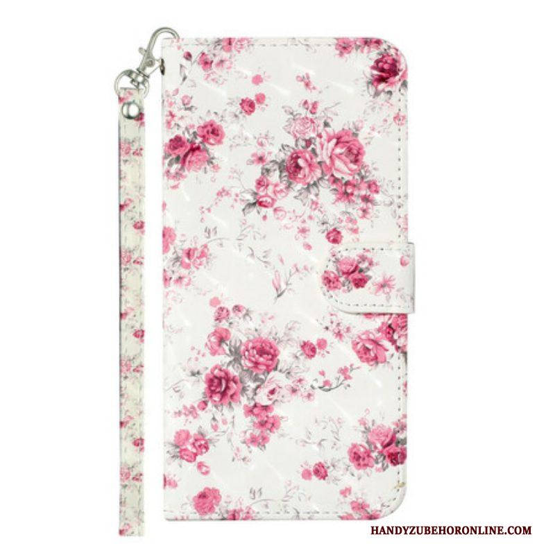 Leren Hoesje voor Samsung Galaxy S21 5G Met Ketting Band Lichtvlek Bloemen