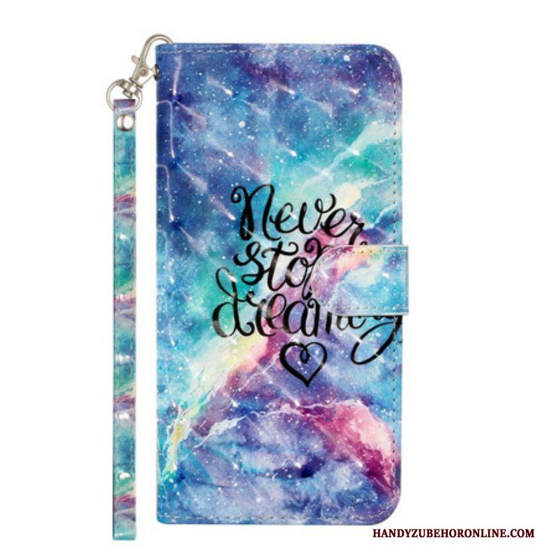 Leren Hoesje voor Samsung Galaxy S21 5G Stop Nooit Met Lanyard