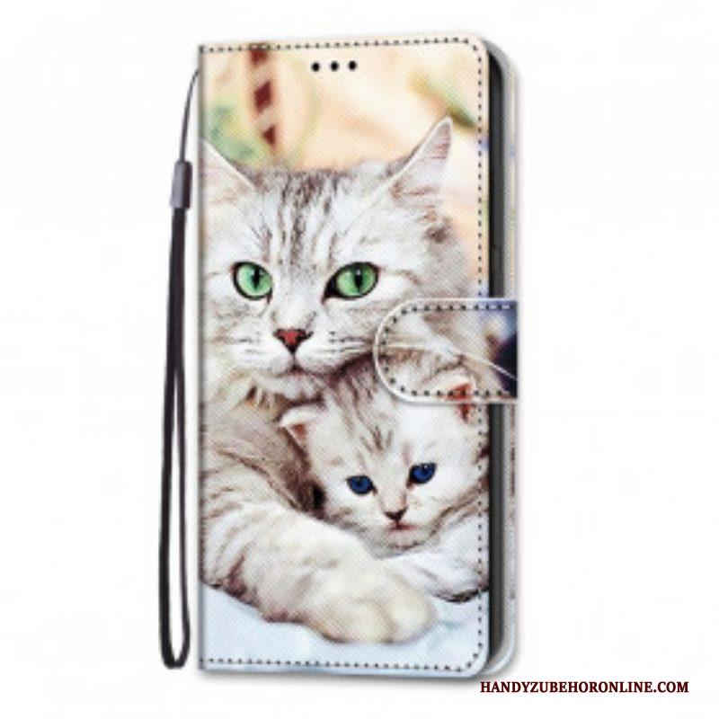 Leren Hoesje voor Samsung Galaxy S21 Ultra 5G Katten Familie