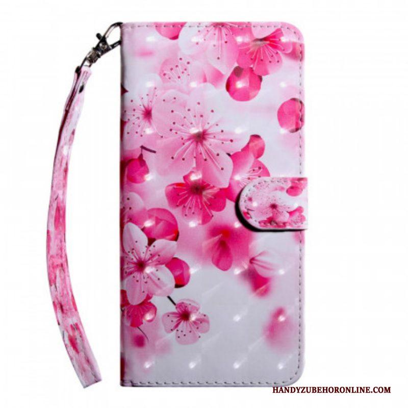 Leren Hoesje voor Samsung Galaxy S22 5G Roze Bloemen