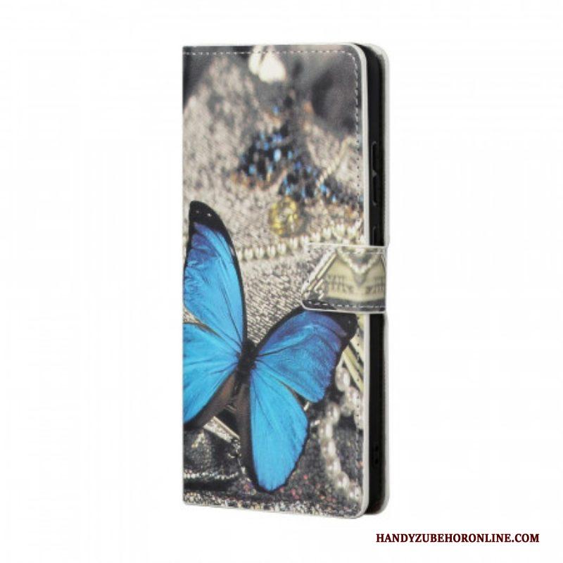 Leren Hoesje voor Samsung Galaxy S22 Plus 5G Vlinder Prestige Blauw