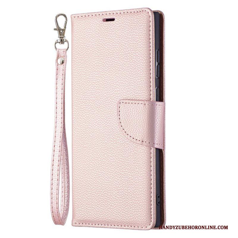 Leren Hoesje voor Samsung Galaxy S22 Ultra 5G Folio-hoesje Lychee Rabat Schuin