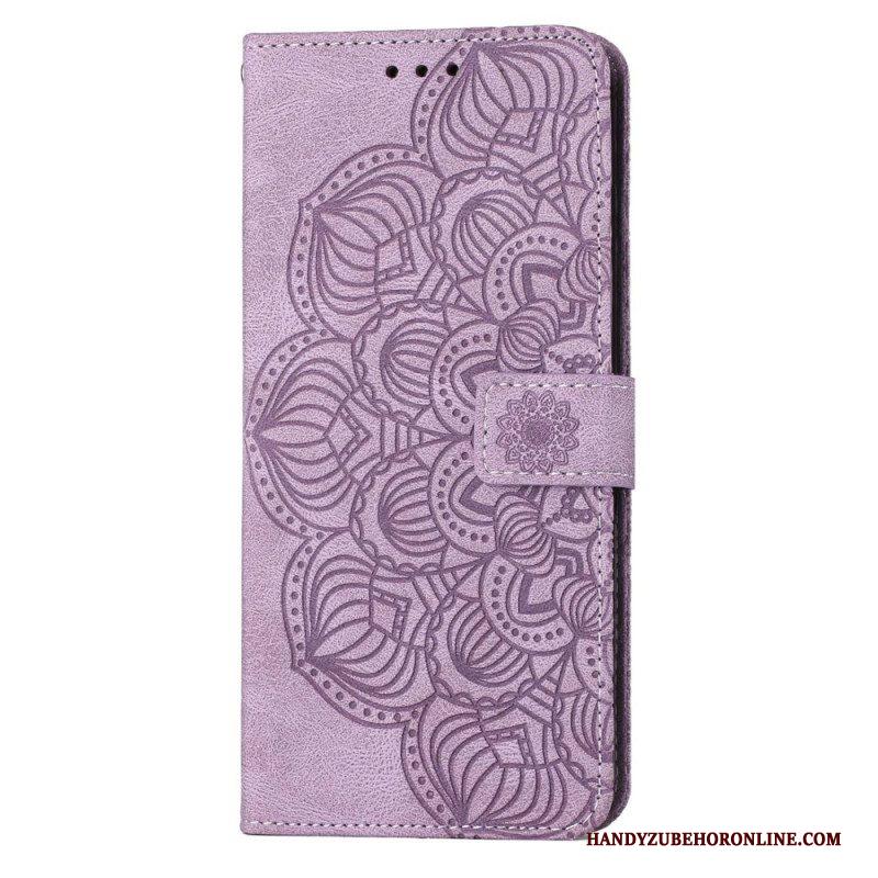 Leren Hoesje voor Samsung Galaxy S23 Plus 5G Met Ketting Strakke Mandala