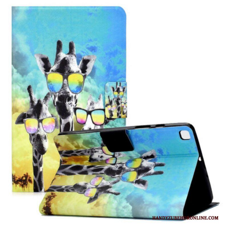 Leren Hoesje voor Samsung Galaxy Tab A7 Lite Funky Giraffen