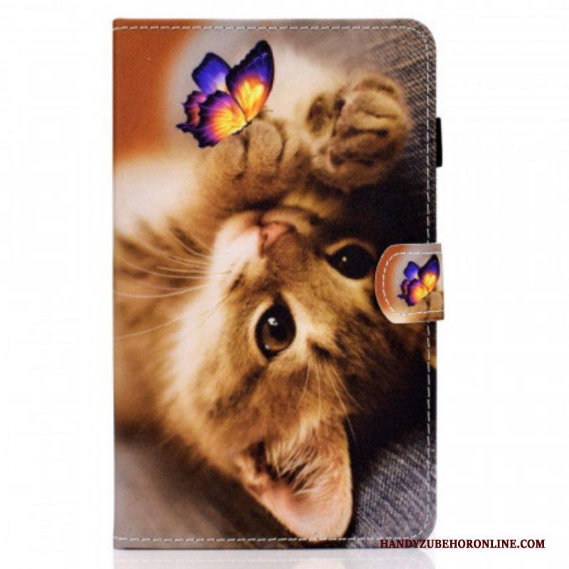 Leren Hoesje voor Samsung Galaxy Tab A8 (2021) Mijn Kitten En Vlinder