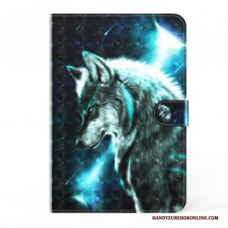 Leren Hoesje voor Samsung Galaxy Tab S8 / Tab S7 Kunstleer Wolf