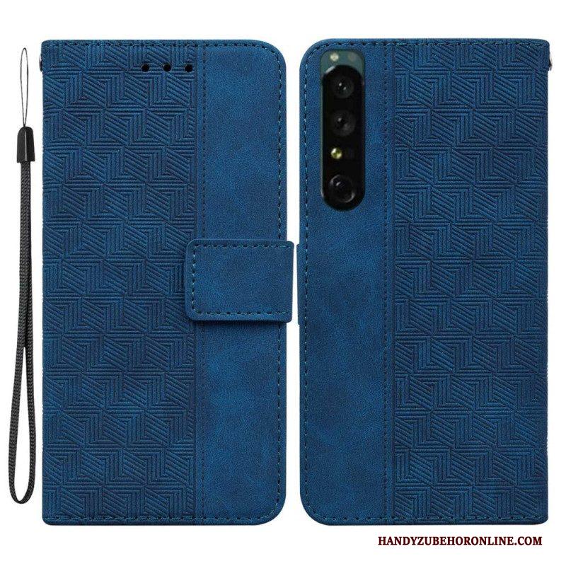 Leren Hoesje voor Sony Xperia 1 IV Met Ketting Patroon Met Bandjes