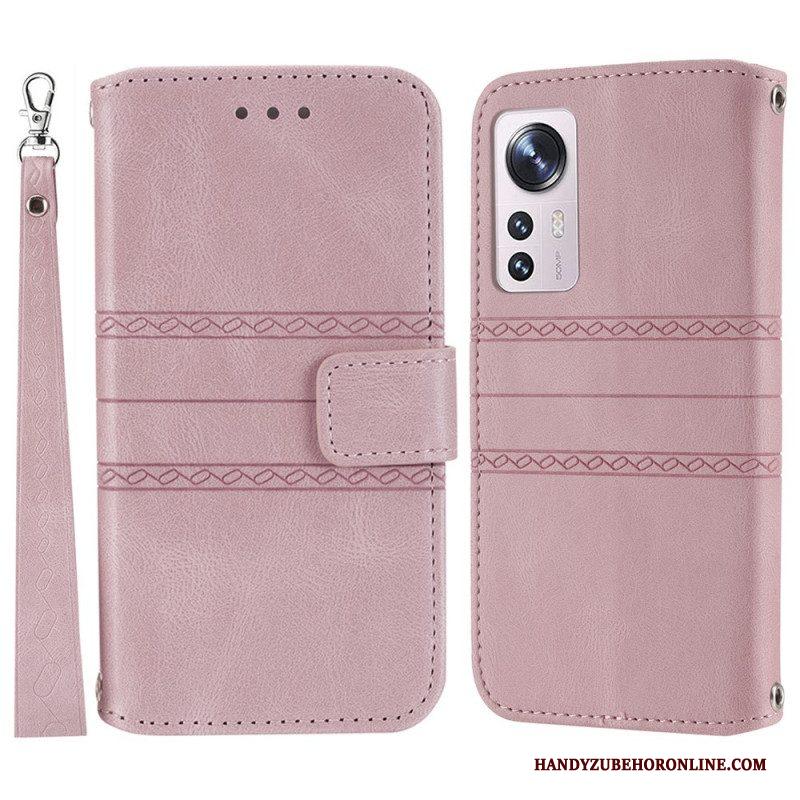 Leren Hoesje voor Xiaomi 12 Pro Met Ketting Patroon Met Bandjes