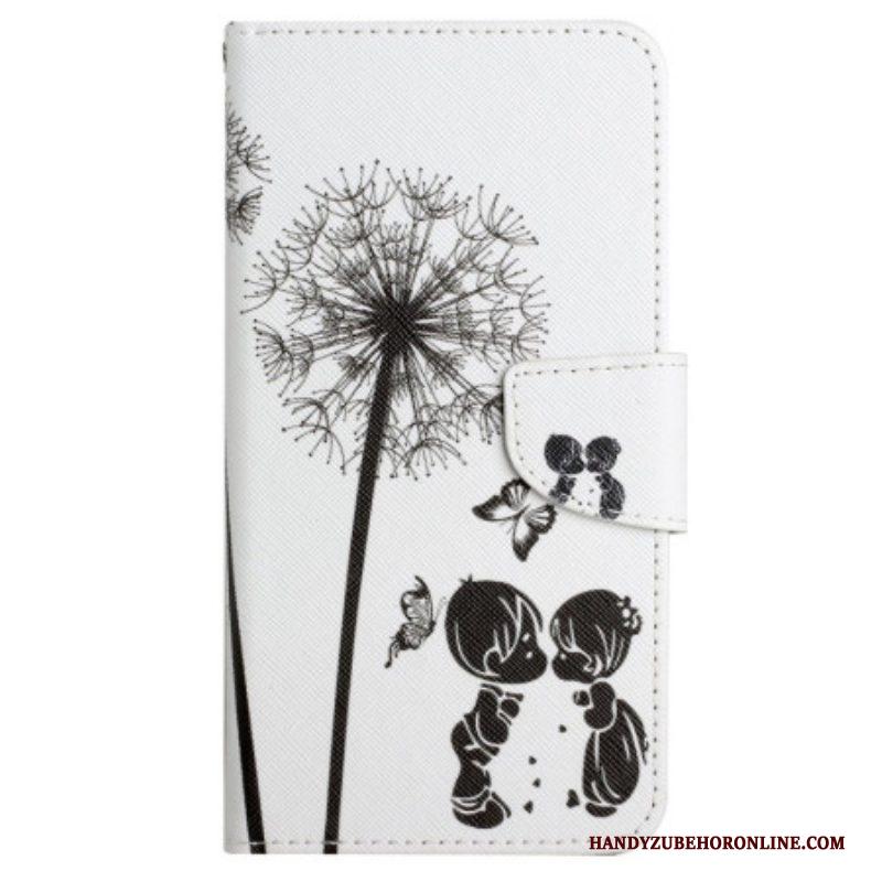 Leren Hoesje voor Xiaomi 12T / 12T Pro Paardebloemen Liefde