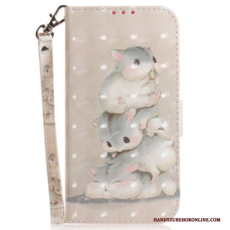 Leren Hoesje voor Xiaomi 13 Met Ketting String Eekhoorns