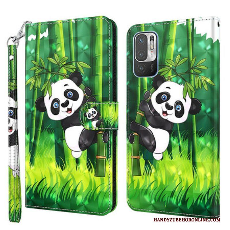 Leren Hoesje voor Xiaomi Redmi Note 10 5G Panda En Bamboe