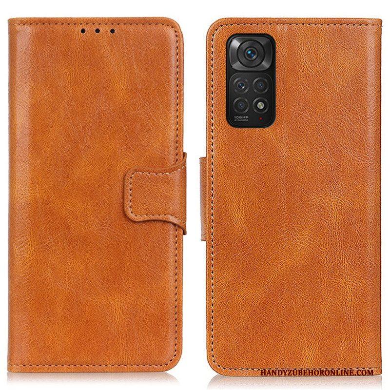 Leren Hoesje voor Xiaomi Redmi Note 11 / 11S Omkeerbare Sluiting Met Leereffect