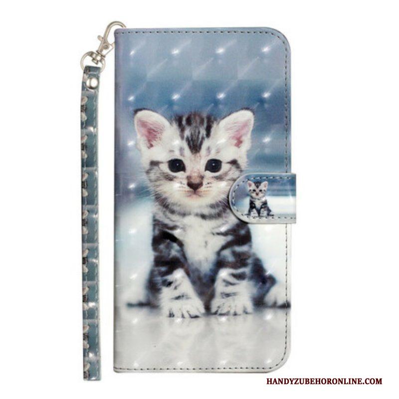 Leren Hoesje voor iPhone 13 Pro Max Met Ketting Kitten Light Spots Met Riem