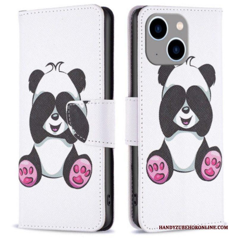 Leren Hoesje voor iPhone 14 Plus Panda-plezier