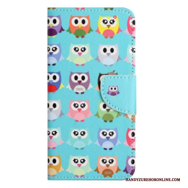 Leren Hoesje voor iPhone 14 Plus Uil Stam